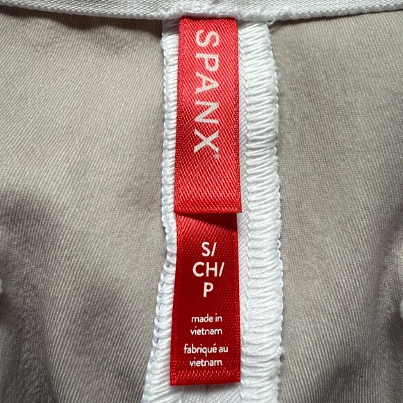 Spanx Size S White Stretchy Cotton Blend Pull On Flare Leg Ankle Pants - Picture 11 of 15